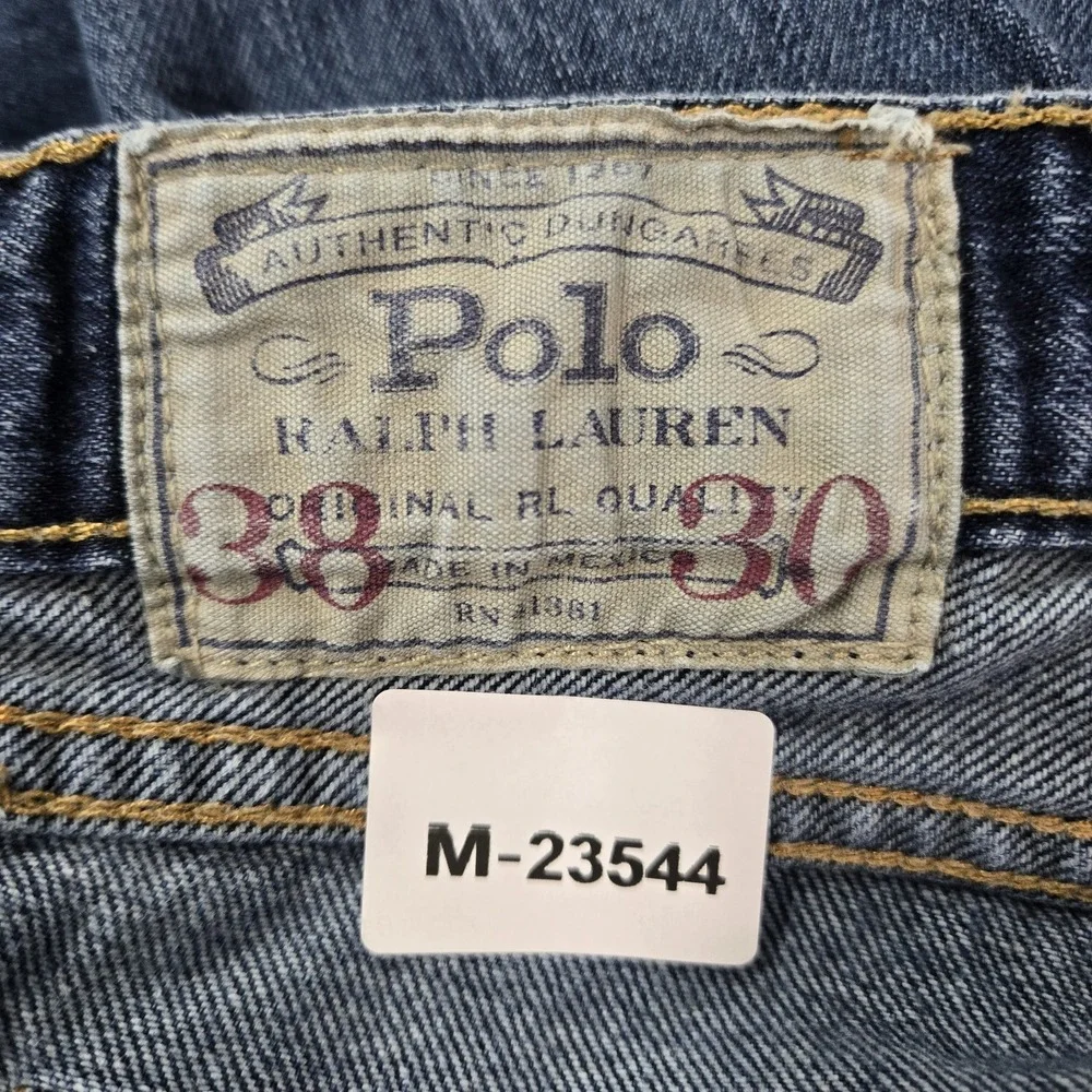Polo Ralph Lauren Men Jeans 38X30 Blue Whisker Hampton Relaxed‎ Grunge 27